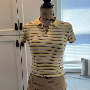 Striped “Garage” cropped T-shirt